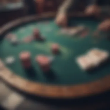 A poker table with chips and cards symbolizing casino culture