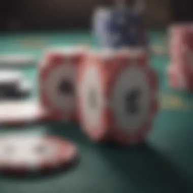 A close-up of poker chips and cards symbolizing strategy