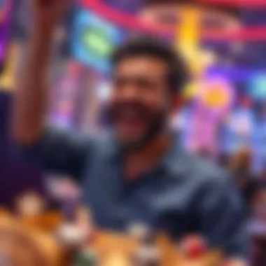 An enthusiastic individual celebrating a scratch-off win with a ticket in hand