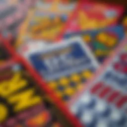 A close-up view of various DC Lottery Scratchers tickets displaying vibrant designs