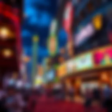 Nightlife Around Bethlehem Casinos A vibrant scene depicting the entertainment and nightlife surrounding casinos in Bethlehem.