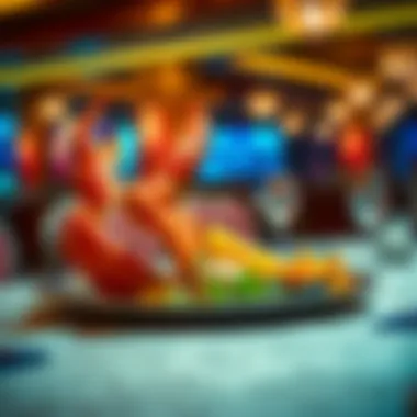 Delicious crab legs served on a lavish casino dining table