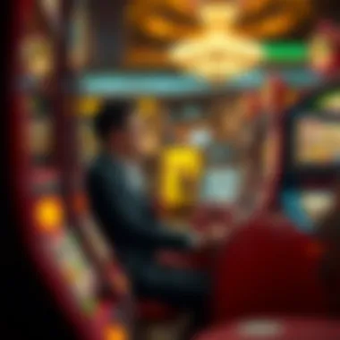 A player strategizing their approach while seated at a classic slot machine.