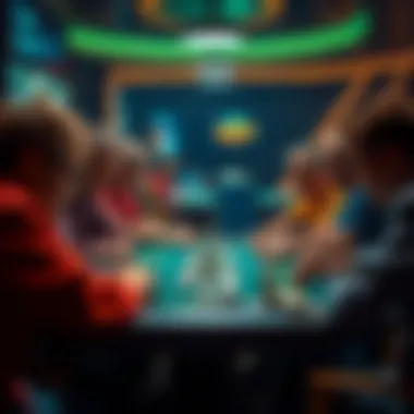 A group of players engaged in an intense dominoes match