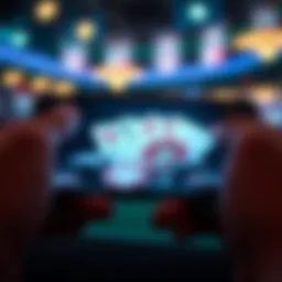 A digital representation of poker chips and cards on a smartphone screen