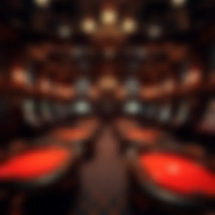 Interior of an elegant Irish gaming hall filled with vintage gaming tables