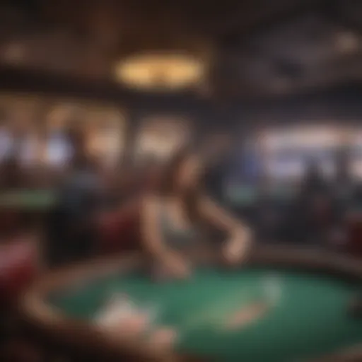 Interior view of a bustling poker room in Austin