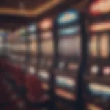 Vibrant slot machines lined up in a Las Vegas casino