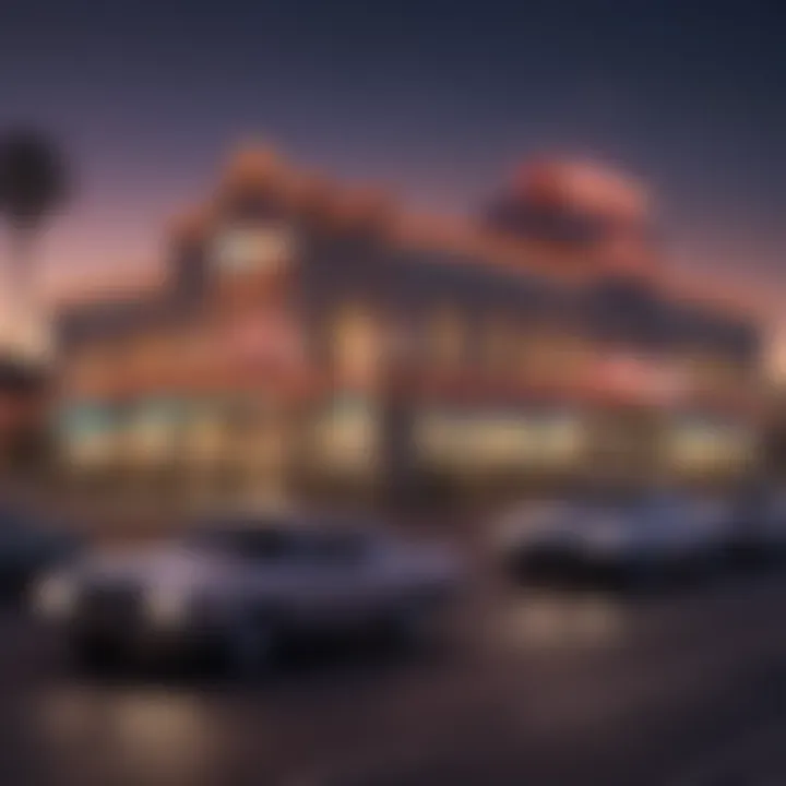 A panoramic view of a casino in Pasco at night