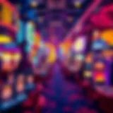 A dazzling view of a Las Vegas casino floor filled with vibrant lights and gaming tables