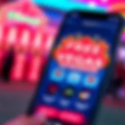 A close-up view of the Free Vegas Rewards App interface showcasing its features