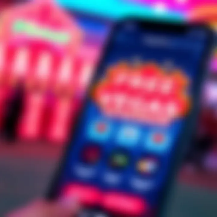 A close-up view of the Free Vegas Rewards App interface showcasing its features