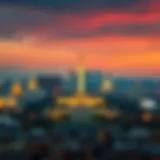 A panoramic view of Washington D.C. showcasing iconic landmarks.