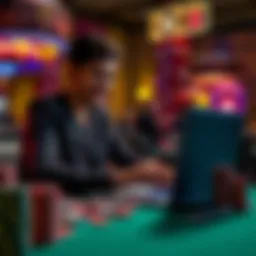 Illustration of a person engaging in online poker on a laptop