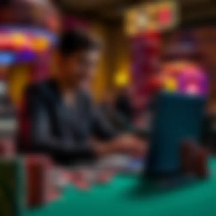 Illustration of a person engaging in online poker on a laptop