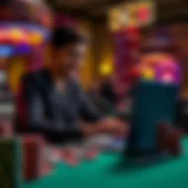 Engaging in Online Poker Illustration of a person engaging in online poker on a laptop