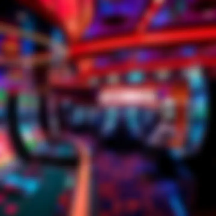 An elegant casino interior featuring slot machines and gaming tables, inviting players inside.