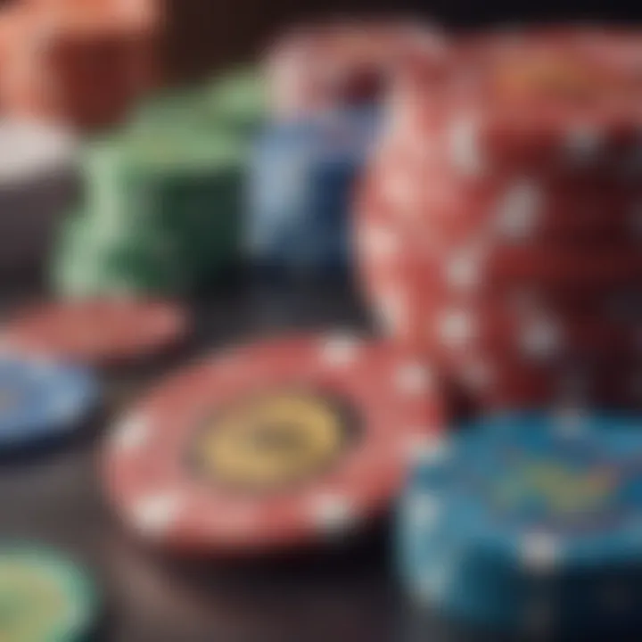 Vibrant display of casino chips and cards