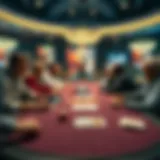 A digital representation of an online poker table with various avatars