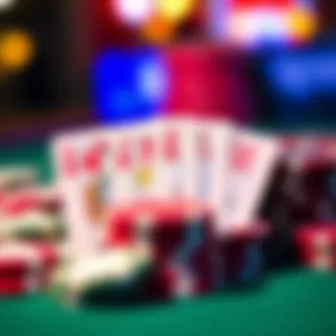 A close-up of Let It Ride game cards and chips