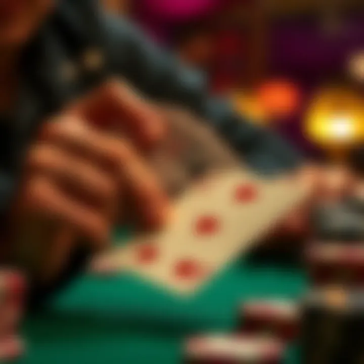 Close-up of a card trick in action