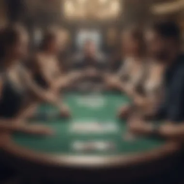 A lively poker table with engaged players