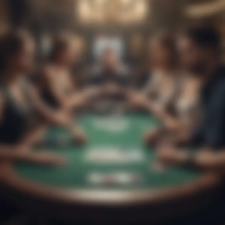 A lively poker table with engaged players