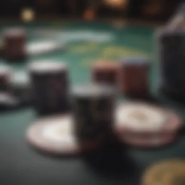 A close-up of poker chips and cards on a table, highlighting the strategic elements of the game.