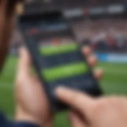 A user interacting with a Premier League betting app interface on a smartphone