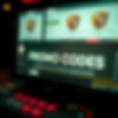 Promo codes on a digital screen