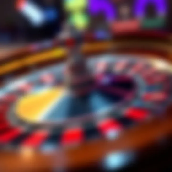 A sleek digital representation of a roulette wheel with chips in vibrant colors