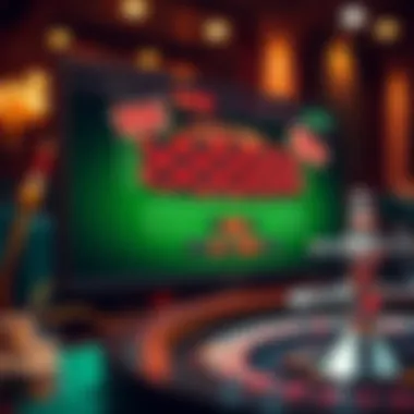 An illustration of a computer screen displaying roulette software interface