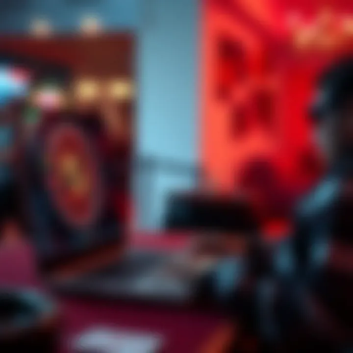 A user engaged in an interactive roulette game on a laptop