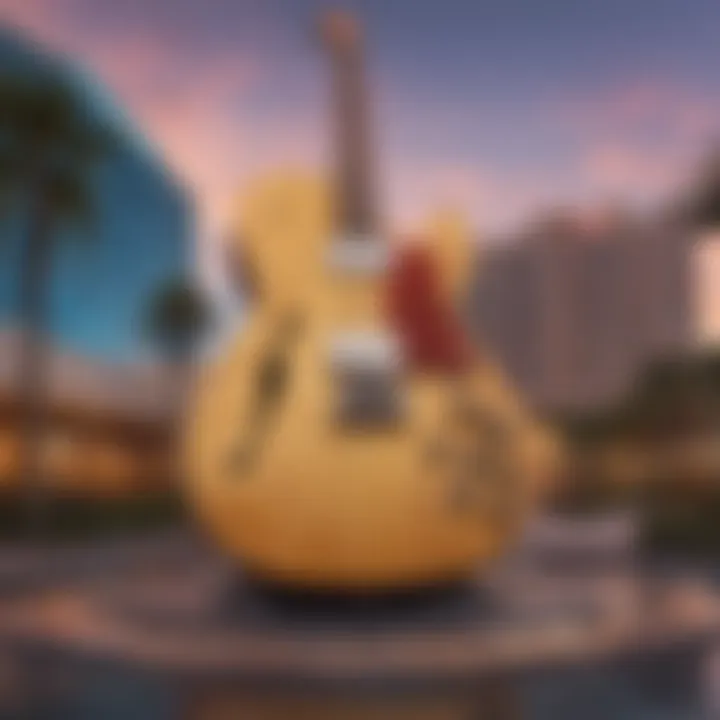 A stunning view of the Seminole Hard Rock Hotel & Casino's iconic guitar-shaped hotel