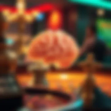Psychological aspects of betting illustrated with a brain and roulette wheel