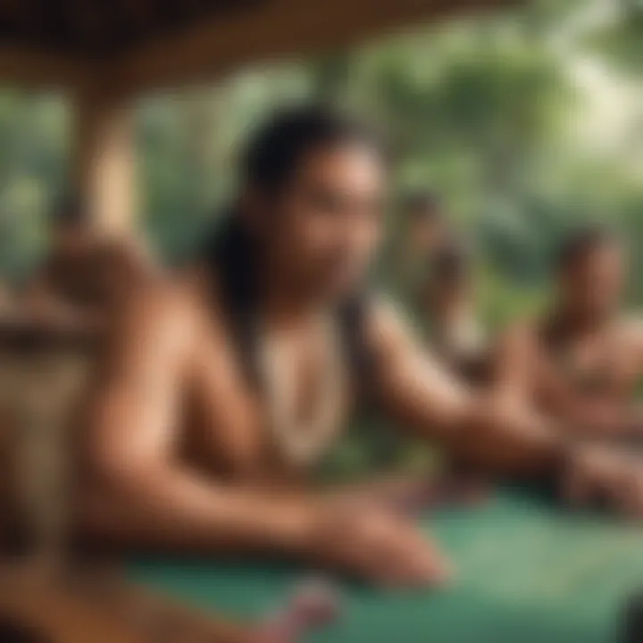 Historical depiction of gambling in ancient Hawaiian culture