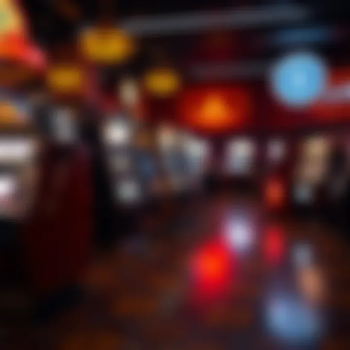 A nostalgic casino floor filled with antique slot machines