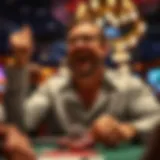 Portrait of a renowned poker champion celebrating a big win