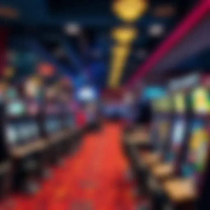 A vibrant gaming floor filled with slot machines and gaming tables