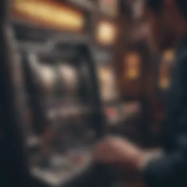 A close-up view of a player engaging with a cash slot machine