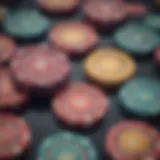 A collection of vibrant casino chips showcasing various denominations and designs.