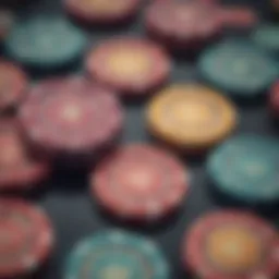 A collection of vibrant casino chips showcasing various denominations and designs.