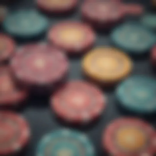 A collection of vibrant casino chips showcasing various denominations and designs.