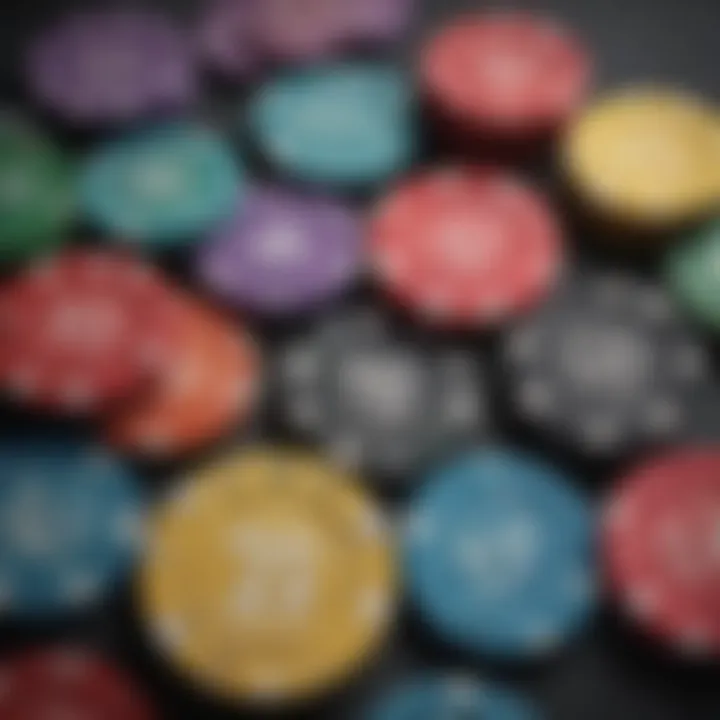 An assortment of different types of casino chips displayed on a felt surface, highlighting their diversity.