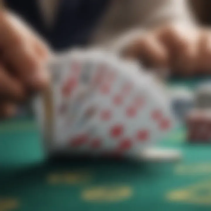 Close-up of baccarat cards revealing winning hand