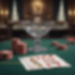 Elegant baccarat table setup with cards and chips