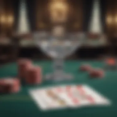 Elegant baccarat table setup with cards and chips