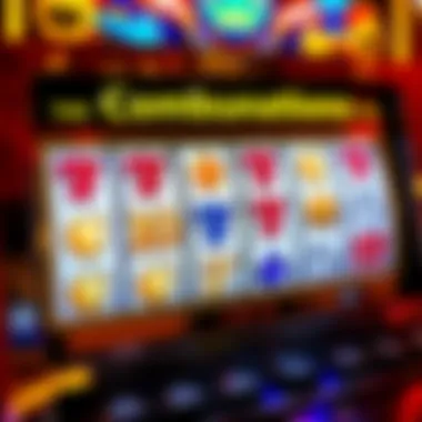 A winning combination of symbols on a slot machine display.